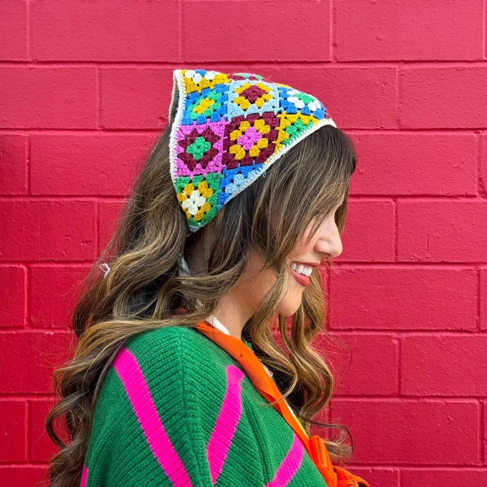 Rainbow Knit Hair Scarf